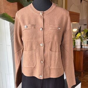 Chic Tan Button-Up Cardigan